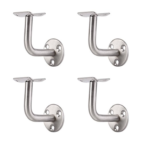 4 Piezas Acero Inoxidable Soporte Pasamanos Interior & Exterior Soporte para Barandilla Soporte de Pared Soportes (Plata) (A)
