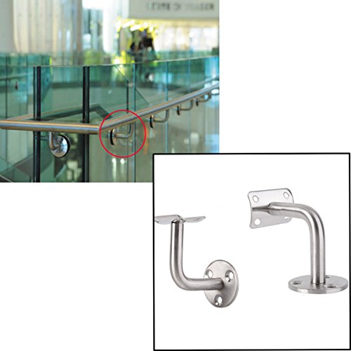 4 Piezas Acero Inoxidable Soporte Pasamanos Interior & Exterior Soporte para Barandilla Soporte de Pared Soportes (Plata) (A)