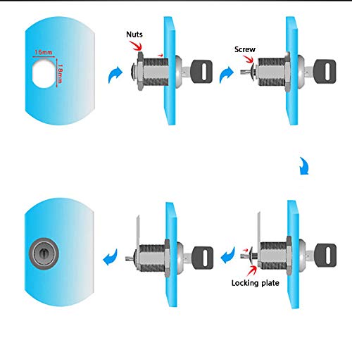 5pcs Cerradura de seguridad para buzón, cerradura taquilla vestuario, Cerrojo de Seguridad para Puerta de Armario, Buzón, Cajón, Taquillas, Cada Cerradura Tiene 2 Llaves Diferentes(25 mm de longitud)