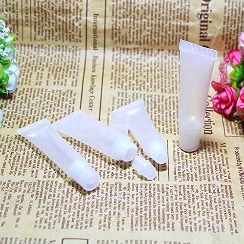 AYWFEY 20 Piezas Tubos vacíos + Embudos de plástico + Pipeta + Espátula, Mini contenedores transparentes recargables Tubos para bricolaje Lip Gloss Balm Cosmético, 8 ml