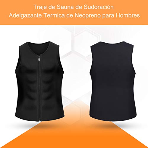 Bingrong Chaleco Sauna Hombre Fajas Reductoras Adelgazantes Hombres Compresion de Neopreno Chaleco para Adelgazante Sudoración con Cremallera para Deporte Fitness (Nergo, L)