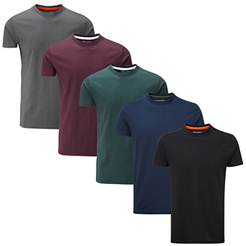Charles Wilson Paquete 5 Camisetas Cuello Redondo Lisas (Small, Dark Essentials)