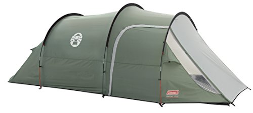 Coleman Coastline 3 Plus Tienda de 3 plazas de campaña de túnel ligera para camping o trekking y senderismo con porche, impermeable hasta 3000 mm de columna de agua, Verde, 3 personas
