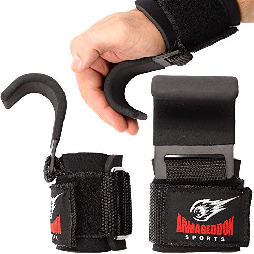 Correas de Agarre con Ganchos de Metal para Levantamiento de Pesas - Guantes para Gimnasio Musculacion Elevación Muñequeras de Peso - Power Lifting Grip Hooks Deadlift