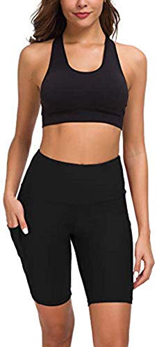 COTOP Pantalones cortos de yoga para correr, pantalones cortos deportivos de cintura alta con bolsillos laterales para mujeres ( M )