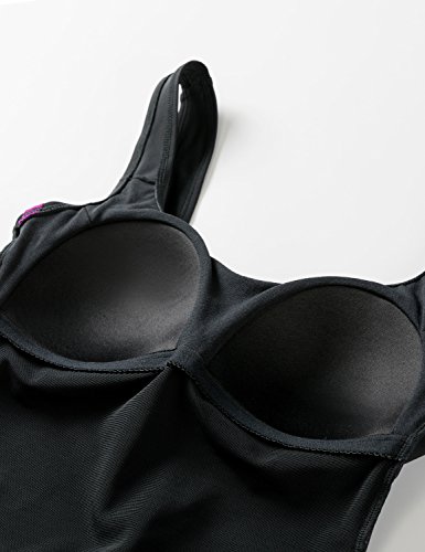 DELIMIRA - Traje de Baño Copas con Relleno Bañador Tallas Grandes para Mujer Negro 42