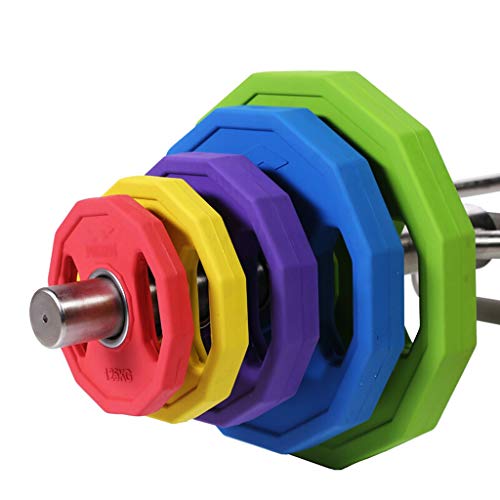 Discos de Pesas Discos Olímpicos Placas de color Peso Placas Placas Barbell Barbell tabletas Olímpicos de goma revestidos con grandes placas con agujeros Pesas Home Fitness Equipment Discos de Pesas p