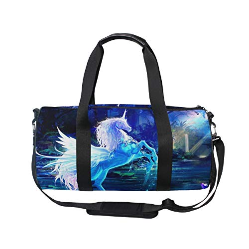 Eslifey White Unicorn and Pegasus Forest Fitness - Bolsa de deporte para hombre y mujer