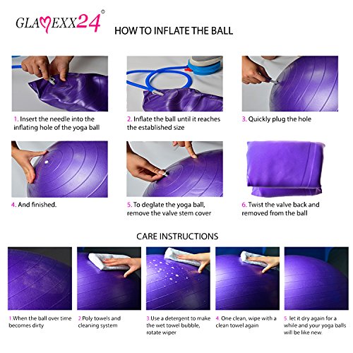 Gloop - Pelota blanda de gimnasia gruesa antipinchazos, pelota de pilates, bandas de resistencia, Unisex, Negro
, 25 cm
