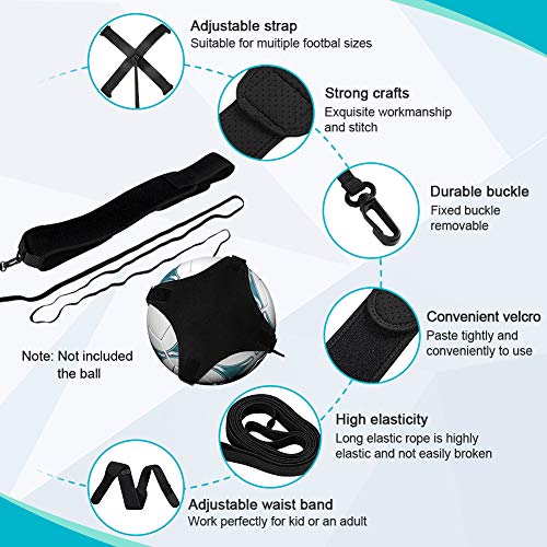 Haofy Fútbol Trainer, Voleibol Servir Equipos, Equipo de Entrenamiento de fútbol Manos Libres Práctica en Solitario con cinturón Cuerda elástica # 3# 4# 5 balones de fútbol para niños Adultos