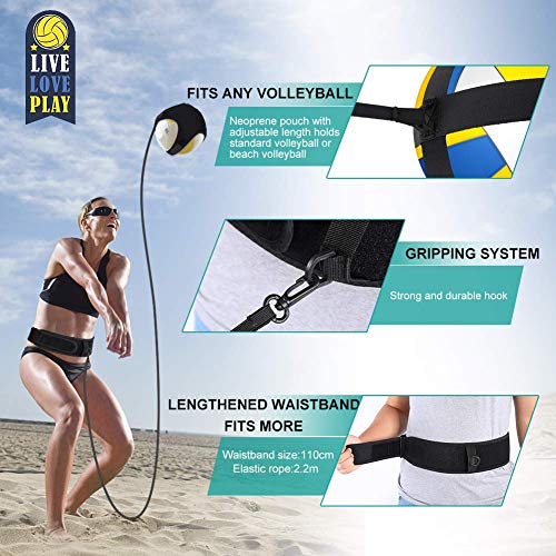 Haofy Fútbol Trainer, Voleibol Servir Equipos, Equipo de Entrenamiento de fútbol Manos Libres Práctica en Solitario con cinturón Cuerda elástica # 3# 4# 5 balones de fútbol para niños Adultos