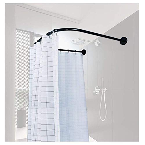 HJHY@ Barra Cortina Ducha Esquina Extensible, Barra Cortina Ducha Curva en Forma de U, Barra Cortina Ducha Bañera Acero Inoxidable, para Baño, Tienda De Ropa, Negro 32 to 47X35X32 to 47in