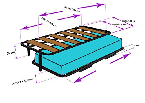 HOGAR 24 Cama Nido con 2 somieres Estructura Reforzada Doble Barra Superior + patas, Acero, 90x190 cm