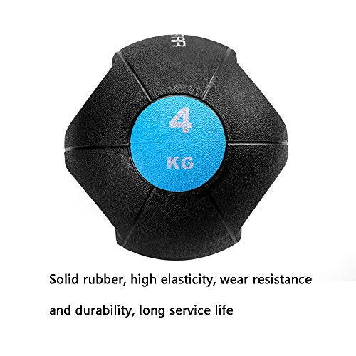 HUA Pelota Medicinal Balón De Medicina Binaural, Balón De Goma Para Ejercicios, Balance De Entrenamiento De Fuerza Para Gimnasio En Casa Balón De Gravedad Sólido, 3kg, 4kg, 5kg, 6kg, 7kg, 8kg, 9kg, 10