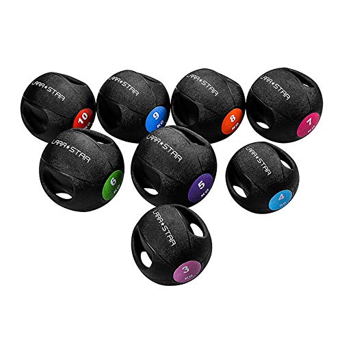 HUA Pelota Medicinal Balón De Medicina Binaural, Balón De Goma Para Ejercicios, Balance De Entrenamiento De Fuerza Para Gimnasio En Casa Balón De Gravedad Sólido, 3kg, 4kg, 5kg, 6kg, 7kg, 8kg, 9kg, 10