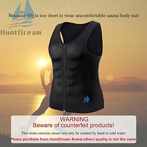 HuntDream Hombres Cintura Trainer Corset Chaleco de pérdida de Peso Sauna Traje Camisa Ziper Trimmer