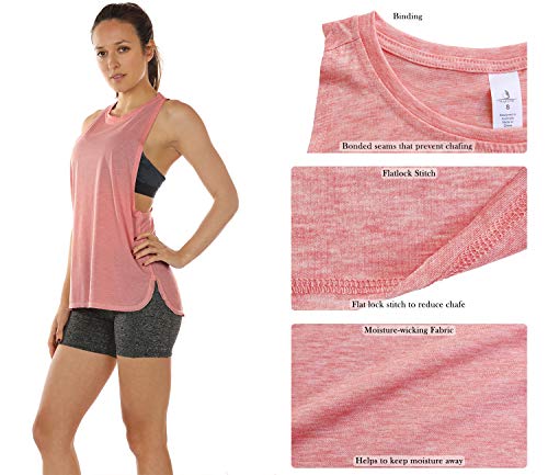 icyzone Sueltas y Ocio Camiseta sin Mangas Camiseta de Fitness Deportiva de Tirantes para Mujer(Paquete de 3) (XS, Negro/Beige/Rubor Pálido)