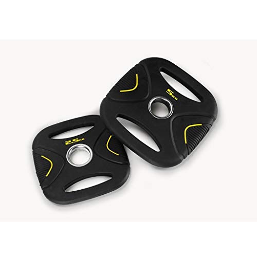 Jiande Barra 2 Pulgadas-Olímpico Grip Plate, 2,5 kg, 5 kg, 10 kg, 15 kg, 20 kg de Peso Grip, Placas Individuales, Negro PU Rectangular con Barra Inicio Pesas (Size : 20kg)