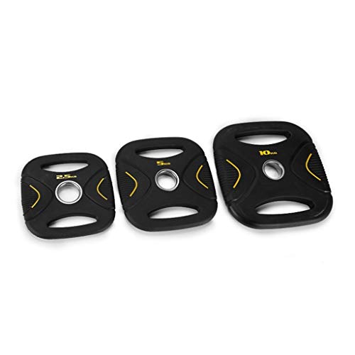 Jiande Barra 2 Pulgadas-Olímpico Grip Plate, 2,5 kg, 5 kg, 10 kg, 15 kg, 20 kg de Peso Grip, Placas Individuales, Negro PU Rectangular con Barra Inicio Pesas (Size : 20kg)