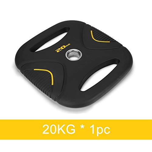 Jiande Barra 2 Pulgadas-Olímpico Grip Plate, 2,5 kg, 5 kg, 10 kg, 15 kg, 20 kg de Peso Grip, Placas Individuales, Negro PU Rectangular con Barra Inicio Pesas (Size : 20kg)