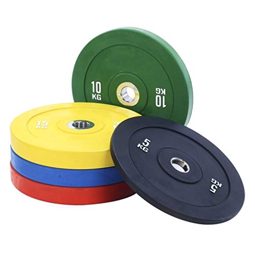 LOFAMI Discos de Pesas Discos Olímpicos Las Placas Gimnasio en casa con Barra de Hierro Fundido Revestido de Goma de 50 mm Pesos Olímpico Placas centrales Peso Discos de Pesas para Musculación