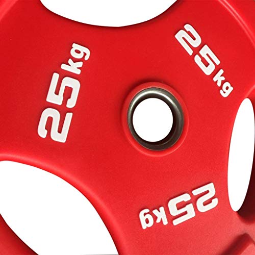 LOFAMI Discos de Pesas Discos Olímpicos Tri-Grip Plate Olímpico Pesas Barra Placa Comercial Color PU Recubierto Grip Plate Barbell Pesos Plate Discos de Pesas para Musculación (tamaño : 5KG/11lb*2)