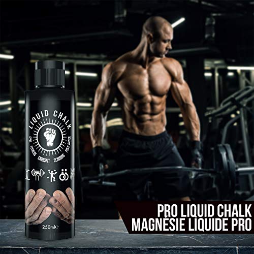 Magnesio líquido, 250 ml – Tiza máxima adherencia (Liquid Chalk) musculación crossfit halterofilia escalada gimnasia Pole Dance Atlétismo (perca, lanzador del peso, lejía, martillo, disco)