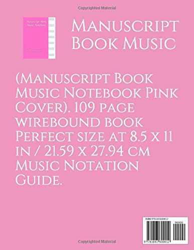 Manuscript Book Music: Music Workbook Paper Notebook Composition Wirebound Pink Cover