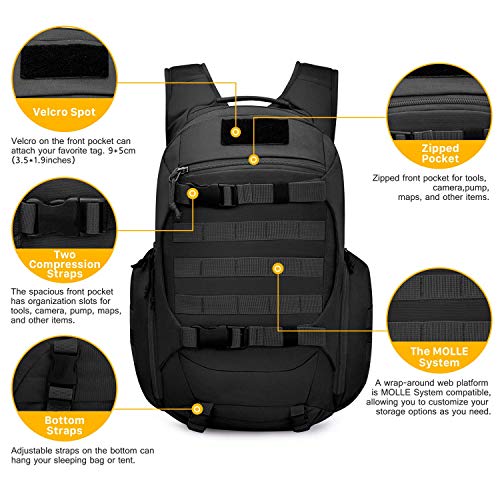 Mardingtop 28/35L Mochila Táctica Militar Mochila de Asalto Molle Mochilas de Senderismo Unisex para Excursionismo, Montañismo, Camping, Trekking