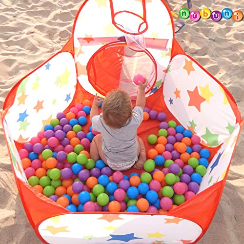 NUBUNI 3 en 1 Tienda Campaña Infantil : Piscina de Bolas + Casita Infantil + Tunel Infantil: Plegable Parque Bebe Bolas Infantil Jardín Exterior Interior Juguetes Niños Niñas Bebes Casitas Tela Tipi