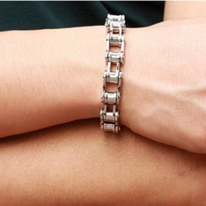 OFKPO Pulsera para Hombre, Joyería de Acero Inoxidable Pulsera de Cadena de la Bici Para los Hombres Pulsera Largo