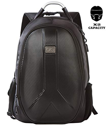 OG Online&Go Getaway Mochila Moto Impermeable, Hombre, Rígida, Gran Capacidad, Expandible 35L/45L, Bolsa Porta-Casco Motorista, Correa Casco, Antirrobo, Reflectante, USB, Portátil