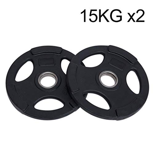 Pesas de Disco Discos de Pesas para Musculación Un par de placas Barra peso de recubrimiento de hierro de la PU de la pesa de gimnasia olímpica placas de agarre for la placa colada con barra pesa de g
