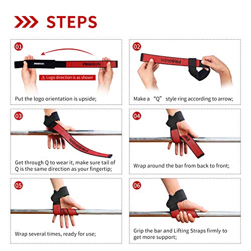 PROIRON Correas Levantamiento de Pesas, Correas Profesionales Acolchadas con Sujeción de Gel, Gym Straps Deportivas, muñequeras powerlifting Gimnasio, Crossfit, Fitness, para halterofília