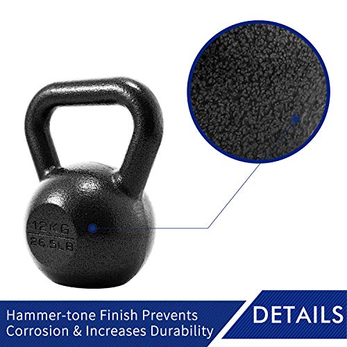 PROIRON Pesa Rusa de Hierro Fundido, Kettlebell 12kg para fisicoculturismo y Entrenamiento con Pesas