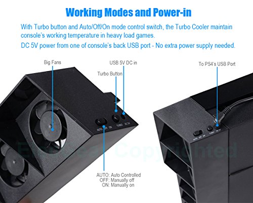 PS4 Turbo refrigerador ventilador de refrigeración - ElecGear Control De La Temperatura Del Súper USB Cooling Fan Cooler para Sony PlayStation 4