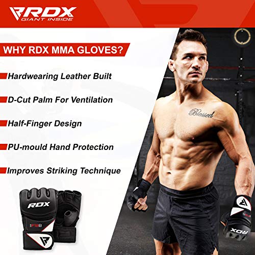 RDX MMA Guantes Maya Cuero Lucha Libre Sparring Artes Marciales Guantillas Entrenamiento Grappling
