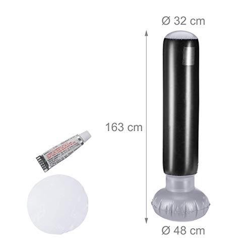Relaxdays Niños, 163 cm, Negro-Gris Saco Boxeo Hinchable, Punching Bag Antriestrés, PVC