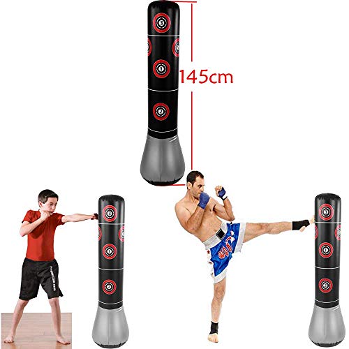Saco de Boxeo, Acogedor Sacos de Boxeo Hinchable, Desestresante Saco de Boxeo, Hecho de PVC, Antifticcion, Portátil, Plegable, Accesorios de Alivio de Presión Y Culturismo