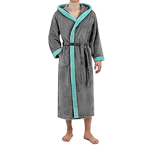 SHOBDW Albornoz Mujeres De Invierno De Manga Larga Sólido Súper Suave Mullido Felpa Franela Mantón SPA Gimnasio Albornoz Slee Toweling Ropa De Dormir Batas(Gris Oscuro,XL)