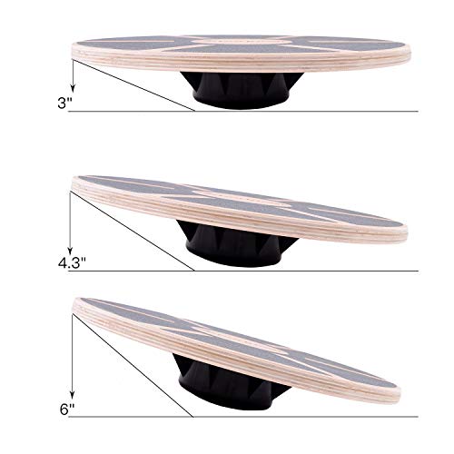 Sportneer - Plataforma de Equilibrio Profesional de Madera para Ejercicio físico … (Negro)