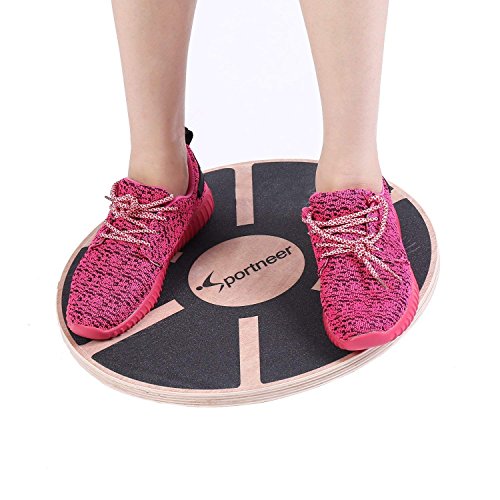 Sportneer - Plataforma de Equilibrio Profesional de Madera para Ejercicio físico … (Negro)