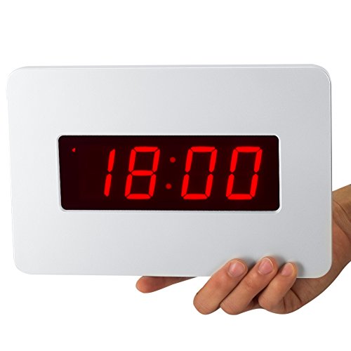 Timegyro Reloj de Pared Digital con Pilas Reloj de Alarma de Escritorio para durmientes Pesados (Blanco)