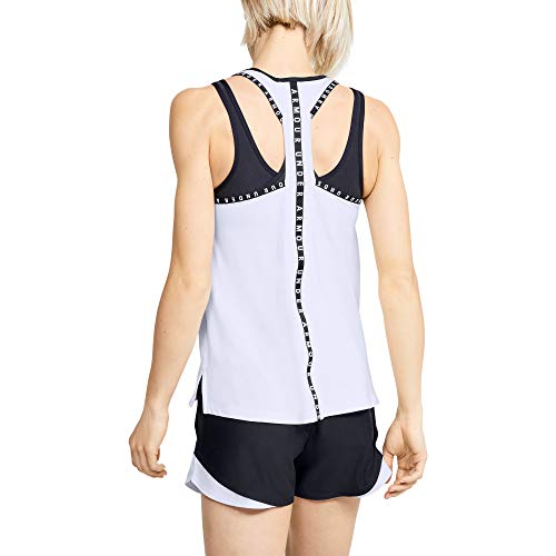 Under Armour UA Knockout Tank, Camiseta de Tirantes, Camiseta Deportiva para Mujer Mujer, Blanco, M