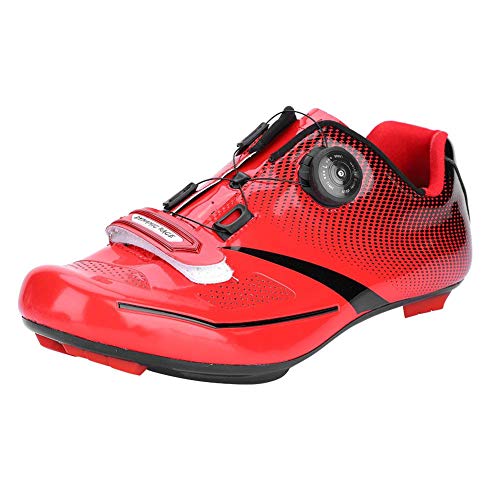 VGEBY1 Calzado para Bicicletas, Calzado con Sistema de Bloqueo Transpirable para Bicicletas de montaña y Carretera Accesorios para Ciclismo(45-Rojo)