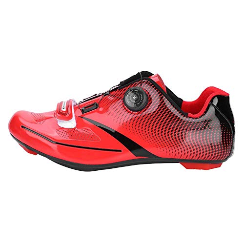 VGEBY1 Calzado para Bicicletas, Calzado con Sistema de Bloqueo Transpirable para Bicicletas de montaña y Carretera Accesorios para Ciclismo(45-Rojo)