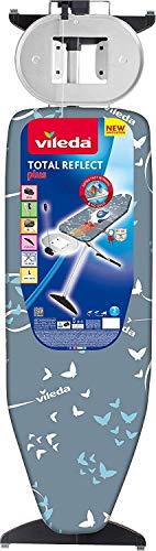 Vileda Total Reflect Plus - Tabla de planchar grande, altura regulable 74 - 97 cm, con funda metálica para planchado más rápido, medidas: 130 x 44 cm, color gris