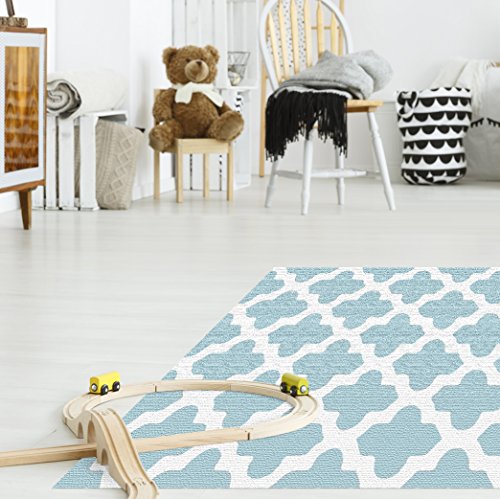 VINILIKO, Alfombra de vinilo, Celosia, Turquesa y Blanco, 50x140 cm