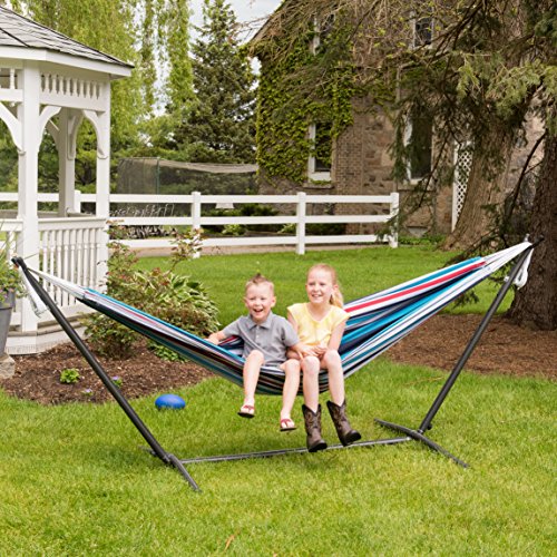 Vivere UHSDO8-12 - Hamaca con soporte incluido, multicolor, 250 cm, doble, diseño Vasquera