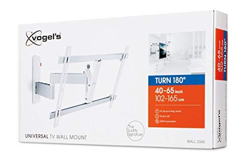 Vogel's WALL 3345 Blanco, Soporte de pared para TV 40 - 65 Pulgadas, Inclinable y Giratorio 180º, Máx 30 kg y con sistema VESA máx. 600x400